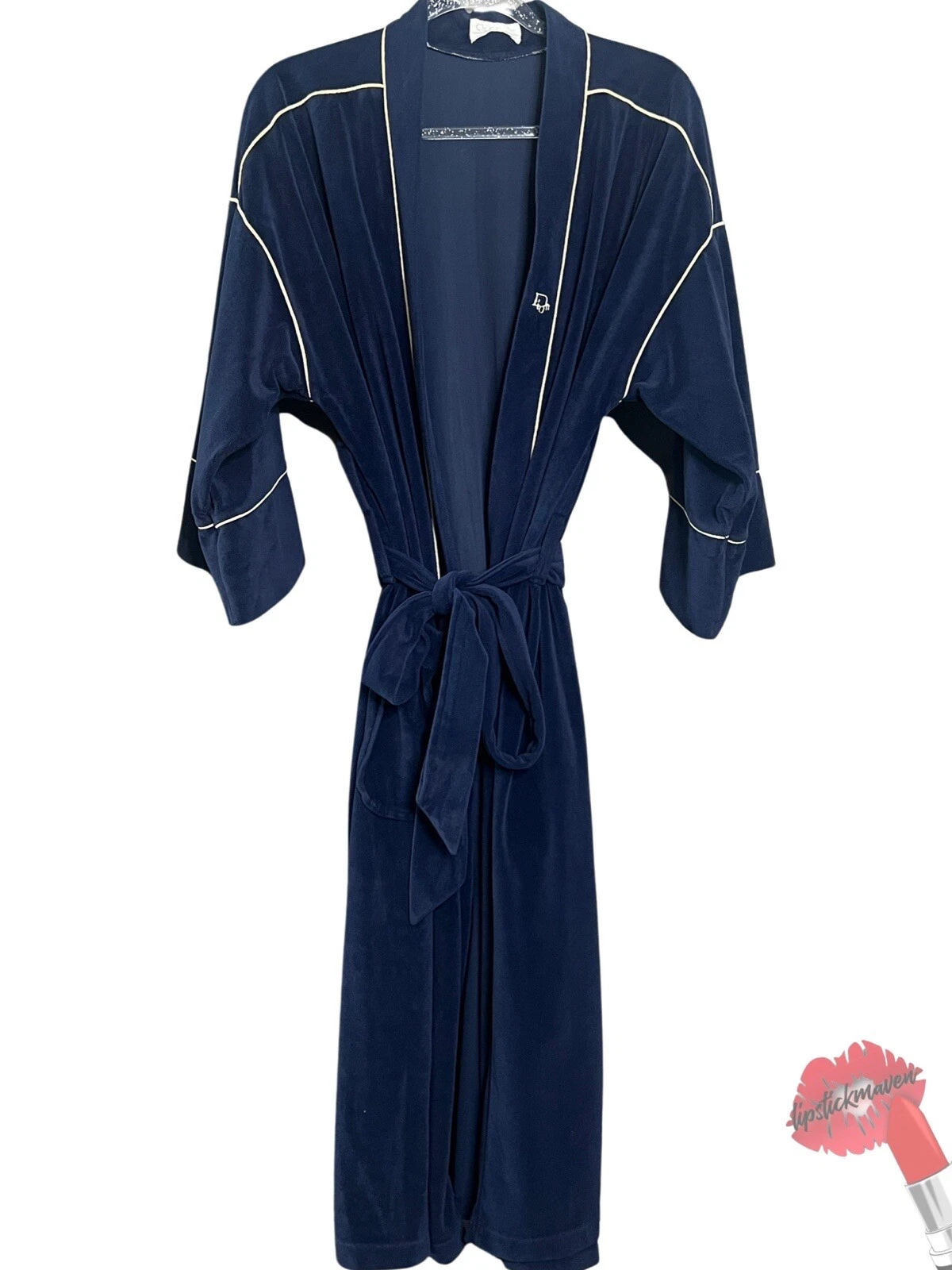 Robe vintage Christian Dior Monsieur homme taille unique longue velours bleu peluche années 70