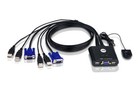 ATEN Corp CS22U 2 Port USB KVM Switch With 2 Cables.