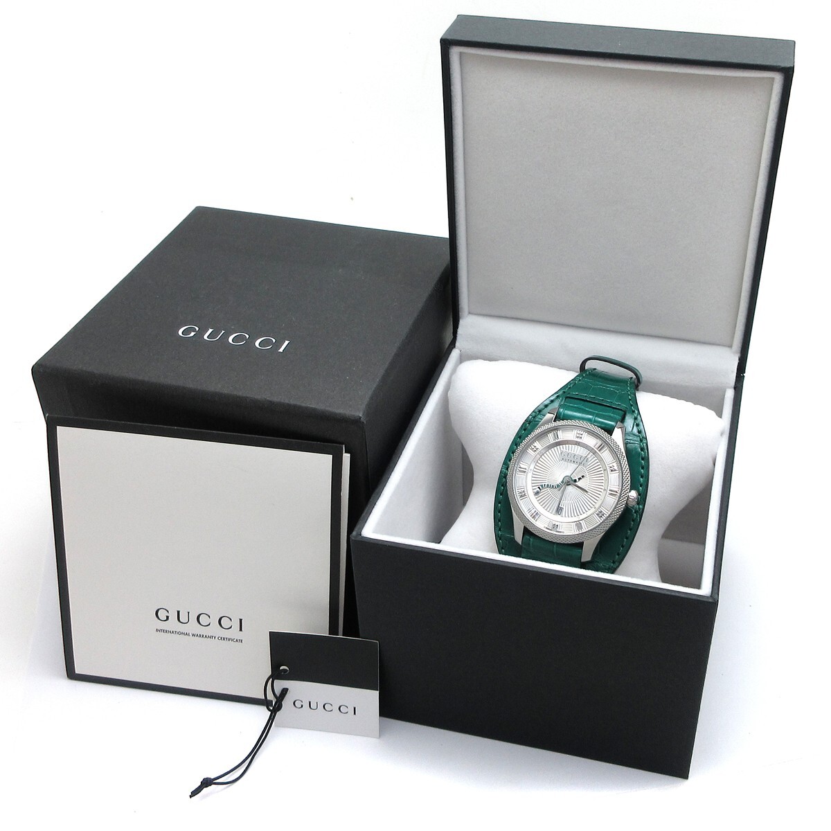 GUCCI モダン置時計 GUCCI YA126344 Watch ERYX GMT Automatic Snake GMT Silver Green