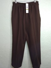 Alfred Dunner Classic Fit Pants Pull On Brown Sz 14P Proportioned Med NWT 34