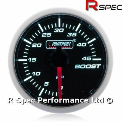 52 mm Prosport Super White Turbo Diesel 45 PSI Boost Gauge Kit - TD TDI Diesel