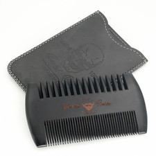 Black Wooden Beard Comb with Case for Men Mens Wood Pocket Comb for Beards ...