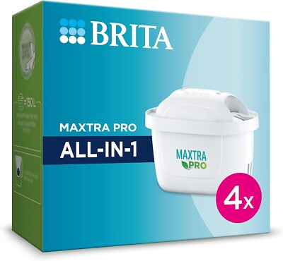 BRITA Maxtra Pro All-in-1 Water Filter Cartridge, Pack of 4, Original BRITA