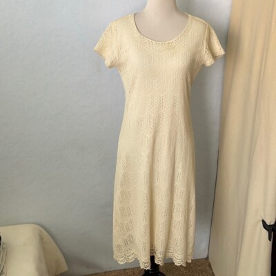 DE Collection Cream Lace Cap Sleeve Fitted Dress. Size 8 | eBay