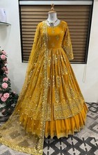 New Attractive Faux Georgette Yellow Top Lehenga With Dupatta For Function