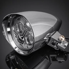 Chrome LED Visor Bullet Headlight Lamp For Harley Bobber Chopper Dyna 883 1200
