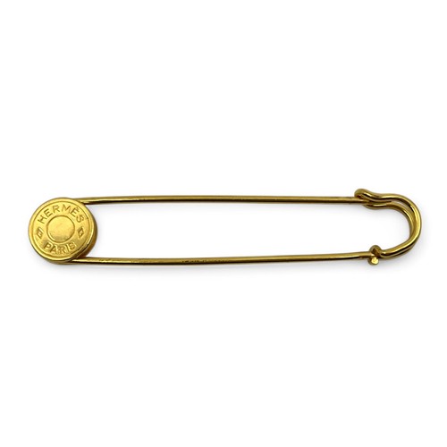 Broche de seguridad Hermes Clou de Selle serie tono dorado bufanda solapa prendedor auténtico - Imagen 3 de 21