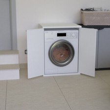 Mobile Coprilavatrice da Esterno in Plastica con Ante per Bagno Bianco