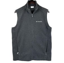 COLUMBIA Fleece Vest Men's Size Small Gray Full Zip Pockets Gorp Outdoors Hiking