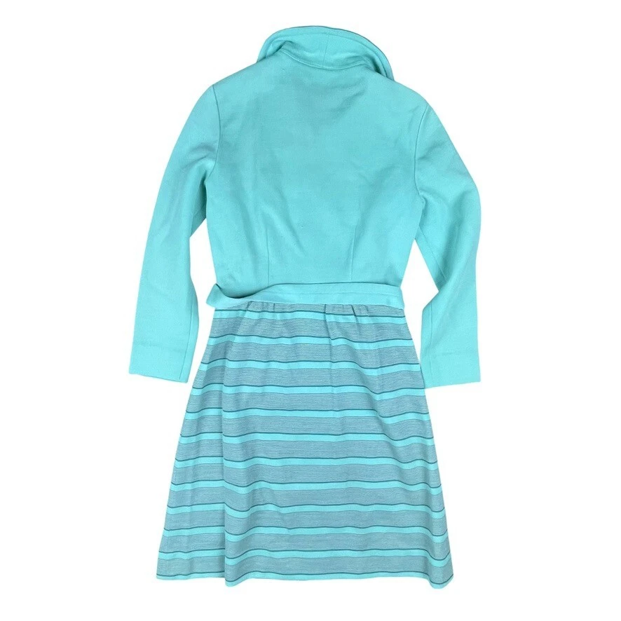 Vestido camisero vintage años 60 70 R&K Originals manga larga cremallera completa verde azulado como nuevo Foto 2 de 4