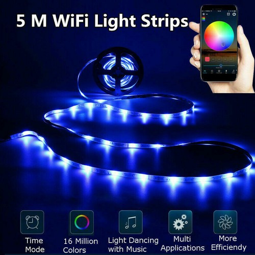 5M RGB LED WIFI Strip Light Control Waterproof Lamp For echo Alexa Google Home - Picture 3 of 14