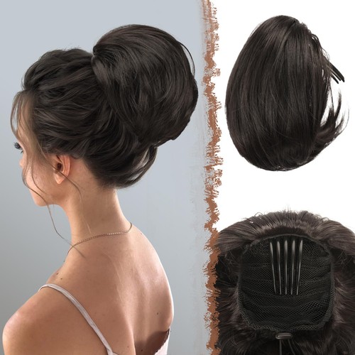Plastic Comb In Ponytails Hairpieces Drawstring Curly Wavy Bun Hair Extensions - Picture 11 of 19