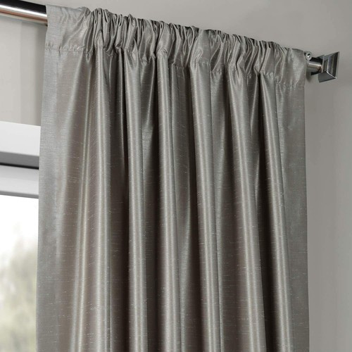 HPD Faux Dupioni Seide Vorhang Vintage strukturiert, 50 x 108 (1 Panel), Silber - FSH - Bild 3 von 7