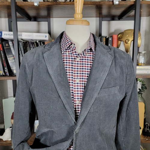 Old Navy Men's Sport Coat Blazer Two Button Gray Corduroy Cotton Size LARGE - Picture 2 of 17
