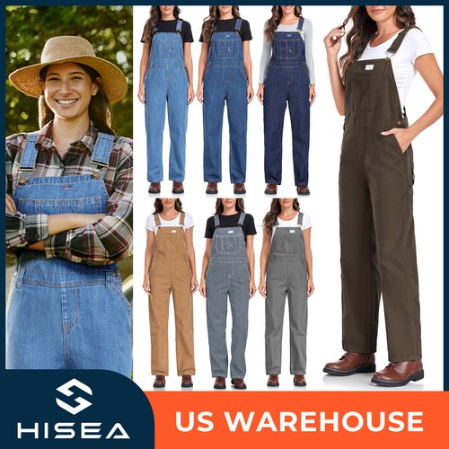 HISEA Women Bib Overalls Utility Workwear Jeans Carpenter Jumpsuits Dungaree Zip