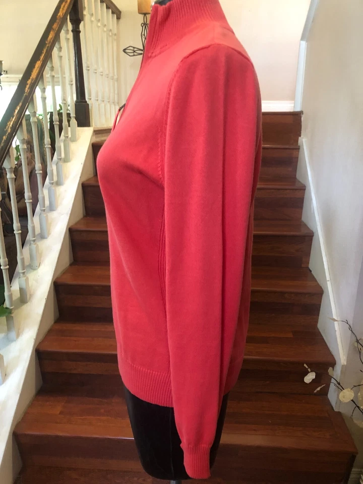 Женский свитер Foxcroft большой хлопковый коралловый пуловер Supima 1/2 на молнии с ложным вырезом - Изображение 4 из 4