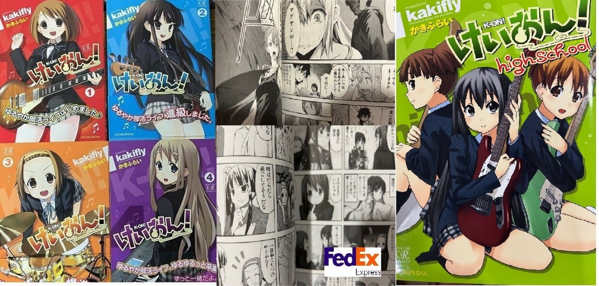 K-ON! Vol. 1-4 + Highschool Complete Set Manga Kakifly Japanese