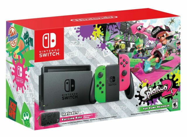 Nintendo Switch HAC-001 Splatoon 2 Console Bundle - Neon Green/Pink Joy-Con  Controllers for sale online | eBay