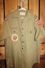 Boy Scouts of America BSA Men's Adult Shirt Vintage Green Large   Mormon 1980