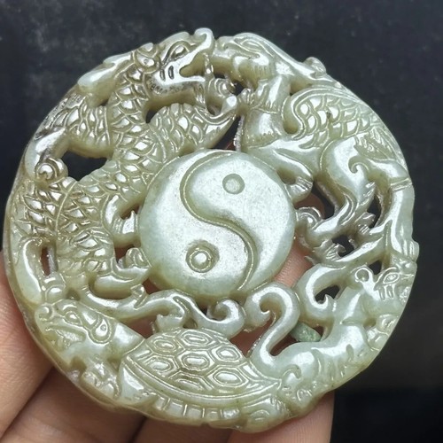 Rare Old Chinese Ancient Antique Jade Carving Eight Diagram Pendant - Picture 2 of 8