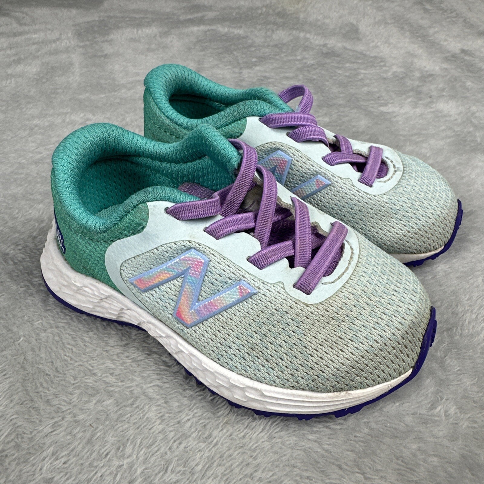 New Balance Kids  Toddler Shoes Size 5 Purple Green Sneakers-image