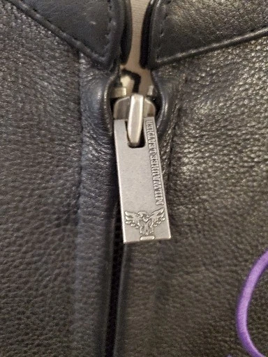 Milwaukee Leather Motorcycle Jacket Sz M Black Purple Embroidered Stars Chaps Lg - Image 4 of 4