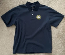 Malbon x Glory Boyz Golf Pique Polo Navy Blue Men's Large Glo Gang Cotton Poly