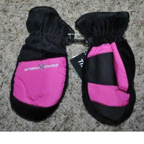 Winter Gloves Zeroxposur Thermolite Fleece Black Pink Snow Ski Girls-size S/M - Picture 2 of 4