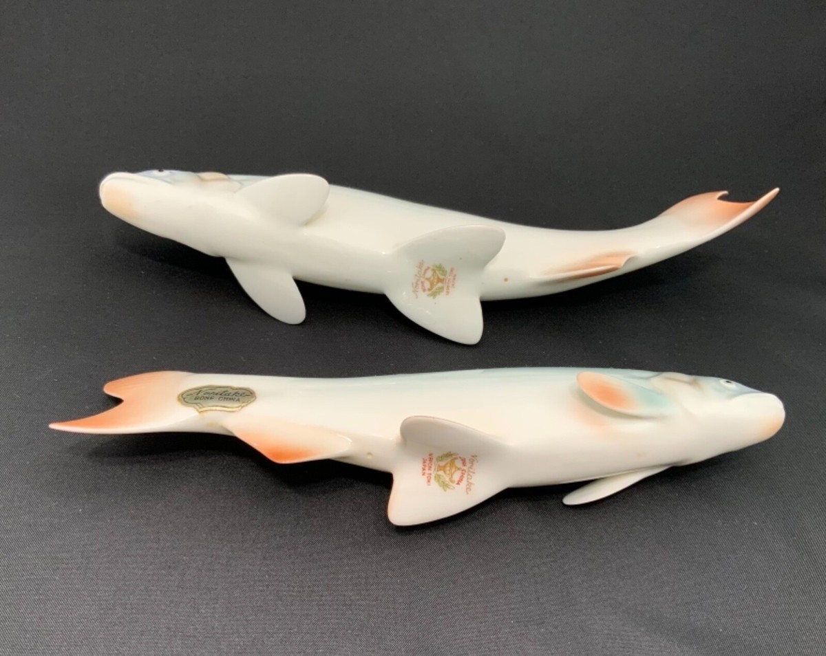 VINTAGE NORITAKE BONE CHINA 2 PORCELAIN JAPANESE AYU FISH