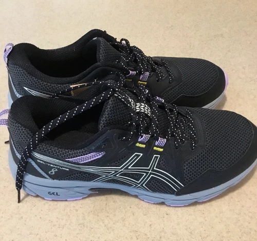 Asics Gel-Venture 8 Women's Black Ivory Trail Running Shoe. 8.5 Wide ,New W Tags