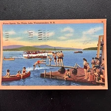 1960s PostcardThe Weirs Lake Winnipesaukee, NH  Laconia, New Hampshire cancel