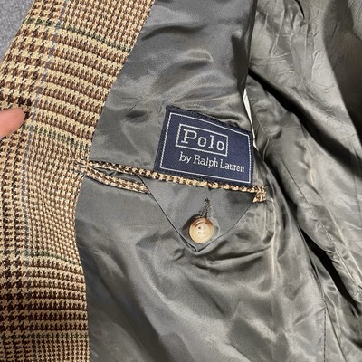 VINTAGE Polo Ralph Lauren Houndstooth Blazer Jacket 44 L Silk