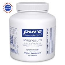 Magnesium Capsules 180 Count Pure Encapsulations Citrate Malate Supplement Bones