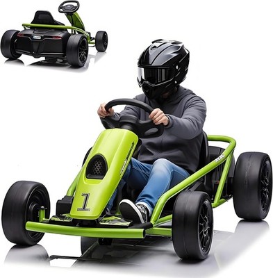 Kinder Elektro-Go-Kart 24V 2×300W Motoren 13km/h Sitz 37cm Sicherheitsgurt Musik