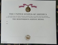 US Army Meritorious Service Medal Urkunde Blanko Orden Medaille (Keine Kopie!)