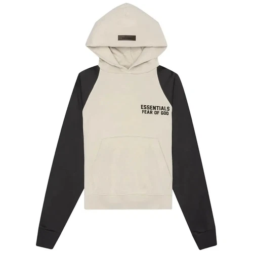 Felpa con cappuccio Fear of God Essentials per bambini grano con maniche nere