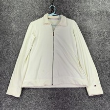 Tommy Hilfiger Sweatshirt Womens Large White Full Zip Lightweight Casual City