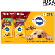 Wet Dog Food Variety Pack Choice Cuts 48 Pouches 3.5oz Beef Chicken Gravy New 4.88 per gallon