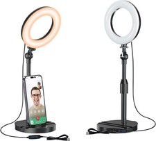 Desk Ring Light with Telescopic Stand for Zoom Video Calls, Selfie, and Makeup