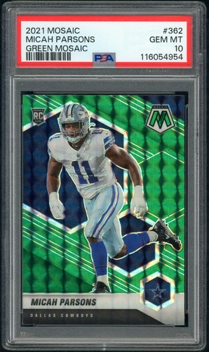 Panini Mosaic 2021 Micah Parsons #362 Green Mosaic Prizm Rookie RC PSA 10 gemas