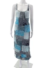 Riley Womens Paisley Print Round Neck Sleeveless Pullover Maxi Dress Bue Size S