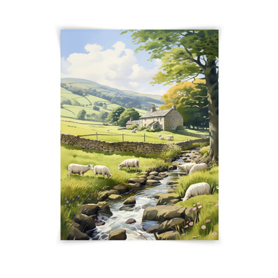 Yorkshire Dales England Countryside Landscape Sheep Farm Art Print