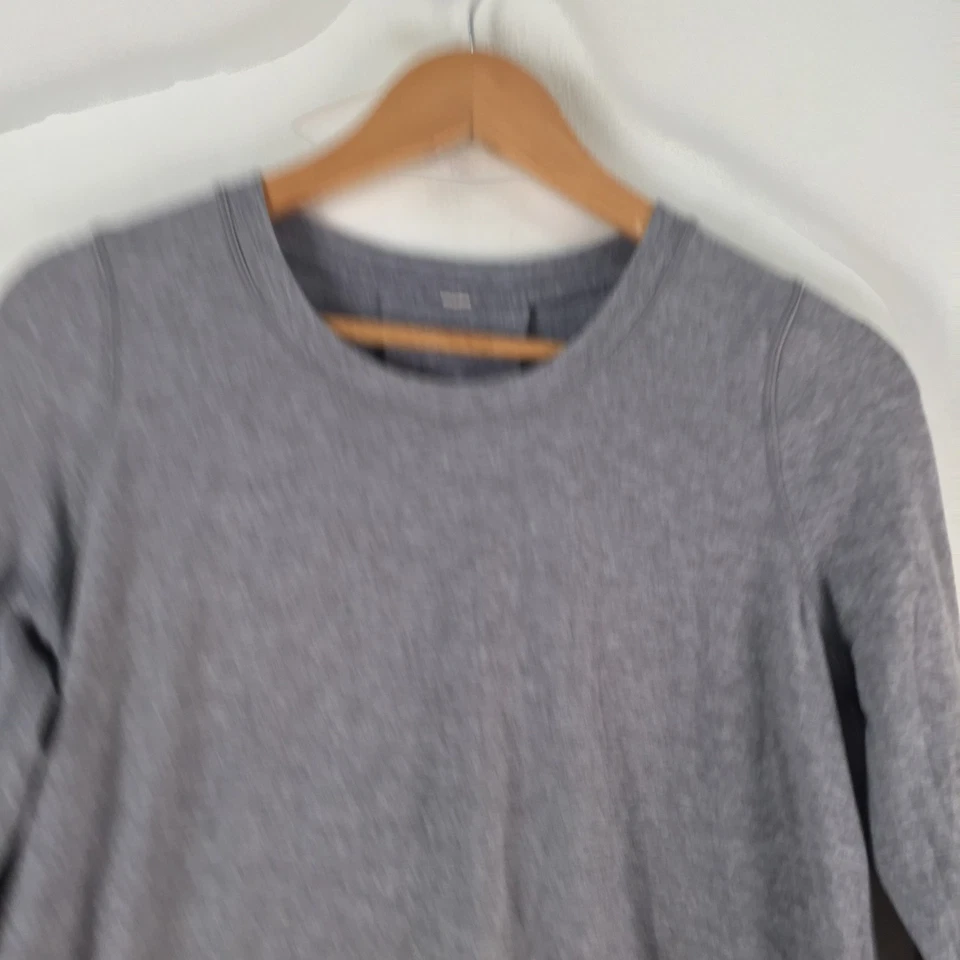 Lululemon женщин футболка CAN 10 AUS 14 серый длинным рукавом ворота 120525 - Изображение 2 из 4