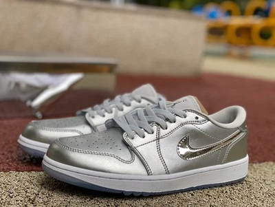 FD6848-001 Air Jordan Retro Low GOLF 'GIFT GIVING PACK' - METALLIC SILV - Image 1 of 4