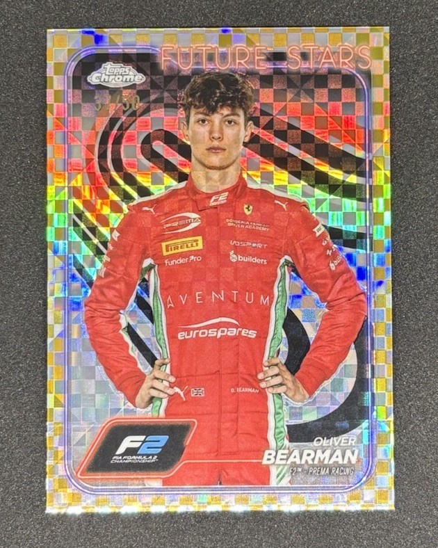 2024 Topps Chrome Formula 1 F1 Oliver Bearman #21 Gold Checker 37/50