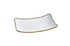 Porcelain Rectangular Serving Platter Tray (Gold)