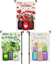 3 Pack 12" X 18" Happy Valentines Garden Flag St Patricks Day Easter Garden Flag