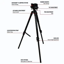 BOG POD DEATH GRIP CLAMPING TILT/HEIGHT ADJUSTABLE ALUMINUM FIREARMS/GUN TRIPOD