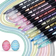 ANYUKE Outline Marker Pens - 12 Metallic Glitter Pens for Card Crafting, Double