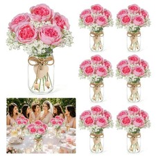 6 Sets Mason Jar Flowers Centerpieces for Tables, Tables Centerpieces Decor